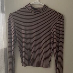 Brown and Black Mock Neck Long Sleeve